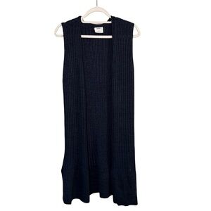 DKNY Navy Knit Open Sweater Vest Size XL Minimalist Capsule Ribbed Classic